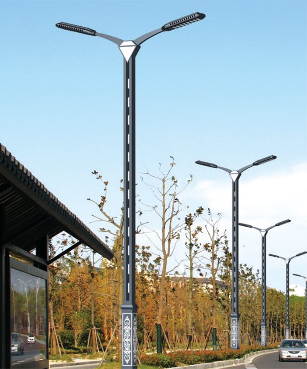 市電廣場路燈 多燈頭 220v led燈頭 方形管造型燈桿 熱鍍鋅噴塑 - 愛